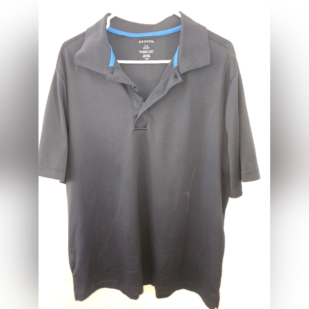 George Mens Blue Short Sleeve Polo Shirt Size L